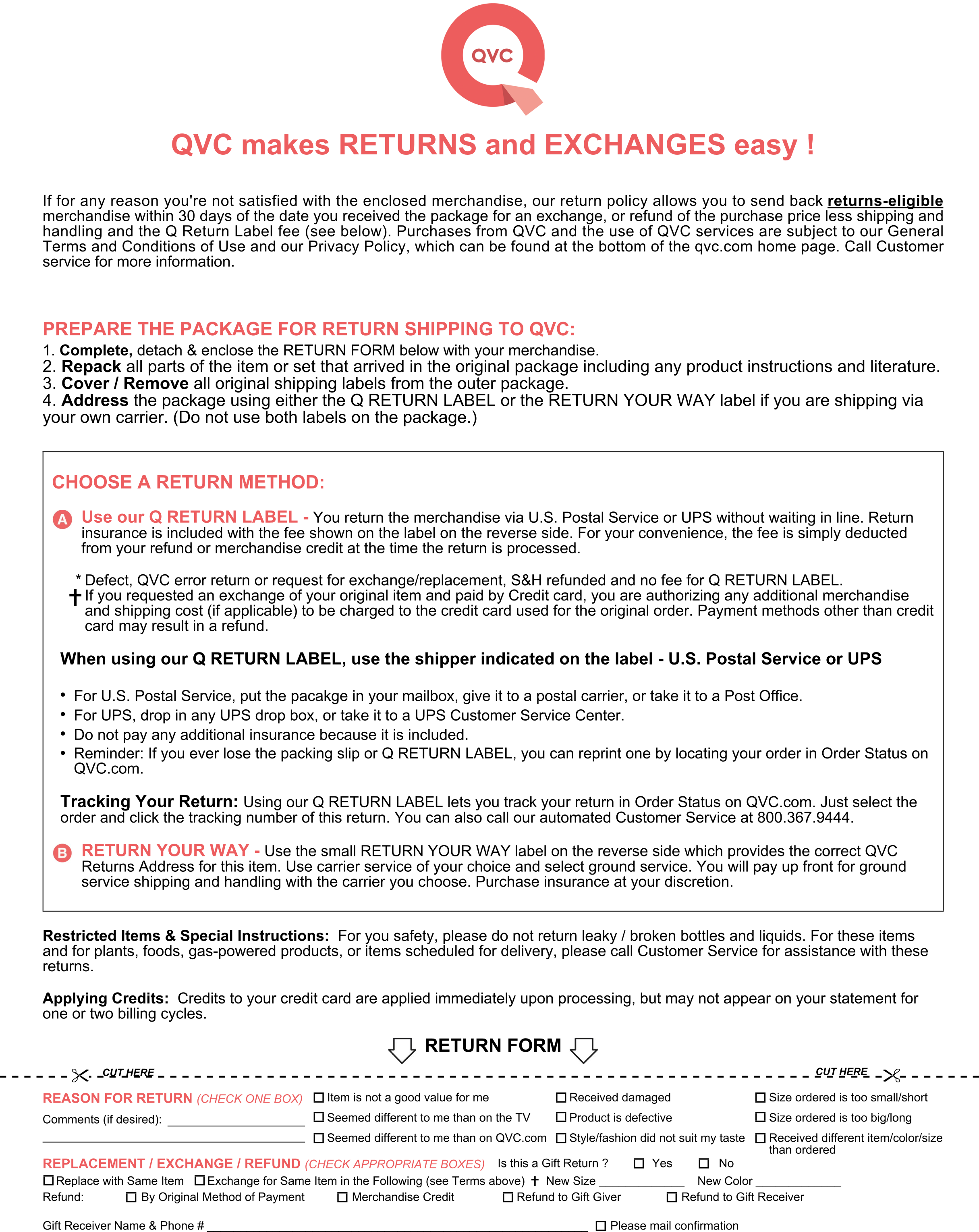 How Do I Return Something To Qvc