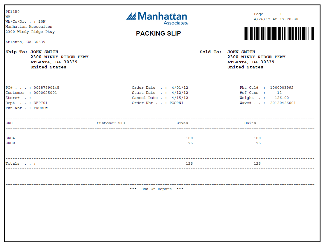 Packing Slip